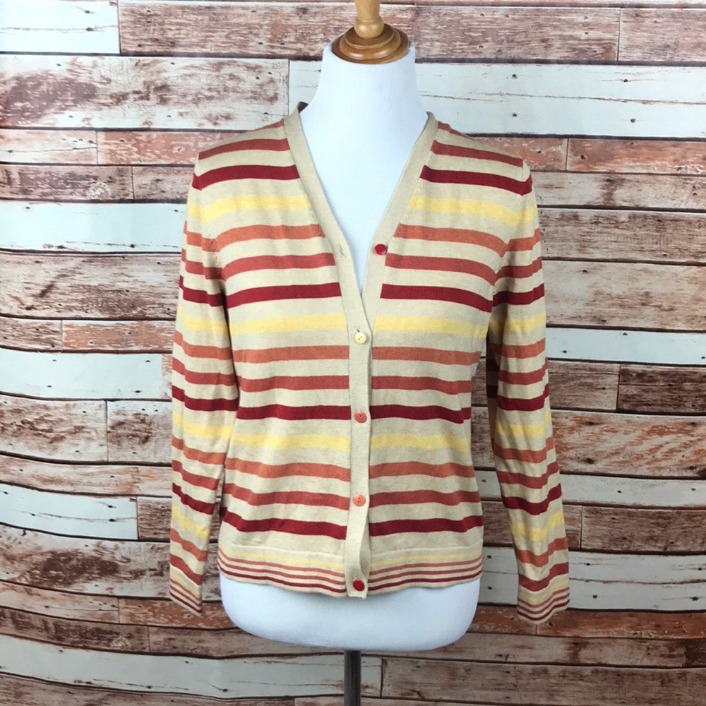 Pendleton Striped Lightweight Cardigan Sweater - image 2